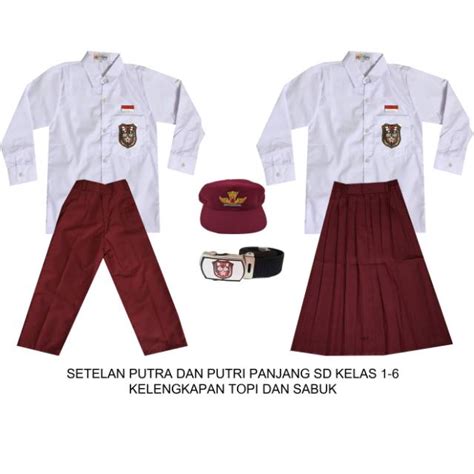 Baju Seragam  Setelan Baju Seragam Sd Anak Perempuan Merah Putih - Baju Seragam