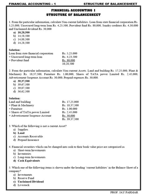Balance Sheet Is Mcq