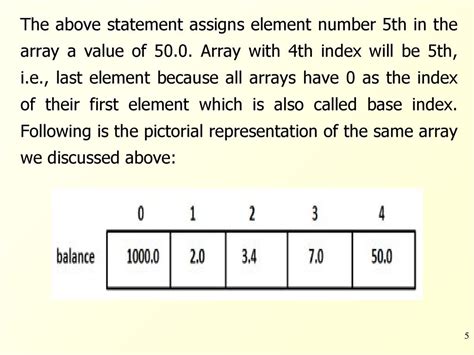 balance4 500 The above statement assigns element number 5th …