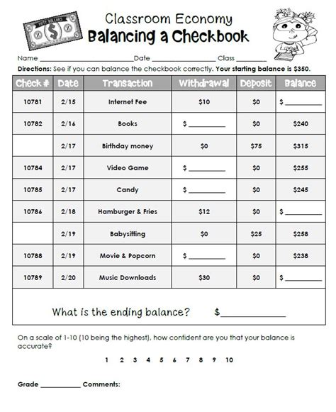Balancing A Checkbook Worksheet For Students Balancing Worksheet  1 - Balancing Worksheet #1
