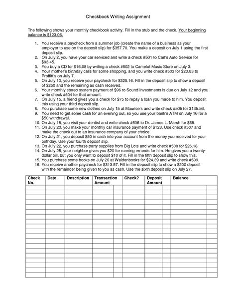 Balancing A Checkbook Worksheet Using The Balance Worksheet - Using The Balance Worksheet