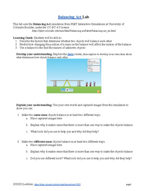 Balancing Act Lab Answers