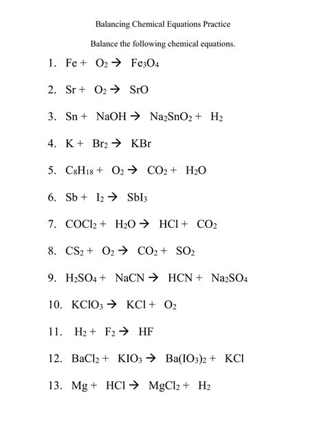 Balancing Chemical Equation Worksheet 1   Balancing Chemical Equations Worksheet Answers Gizmo - Balancing Chemical Equation Worksheet 1