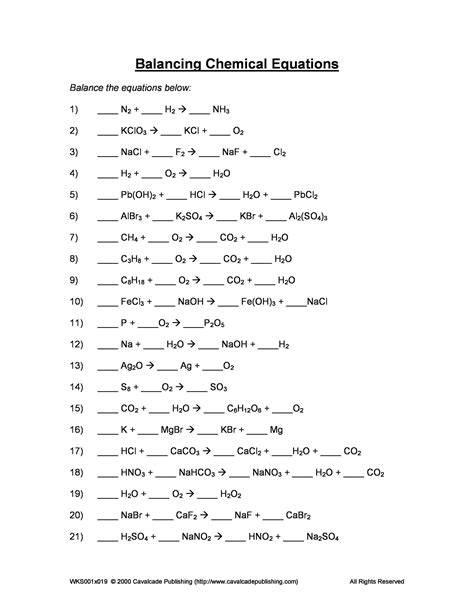 balancing chemical equations level 1 novice answer