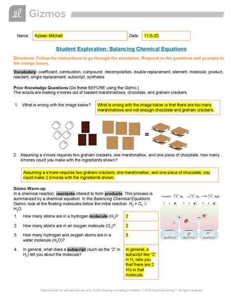 Balancing Chemical Equations Worksheet Answers Gizmo Balancing Chemical Equation Worksheet 1 - Balancing Chemical Equation Worksheet 1