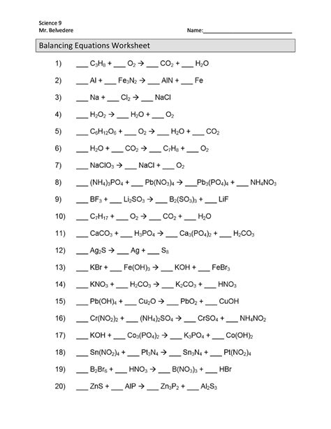 Balancing Chemical Equations Worksheet Pdf Balancing Chemicals Equations Worksheet - Balancing Chemicals Equations Worksheet