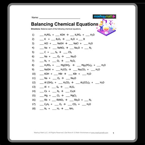 Balancing Equation Practice Packet Answer Sheet