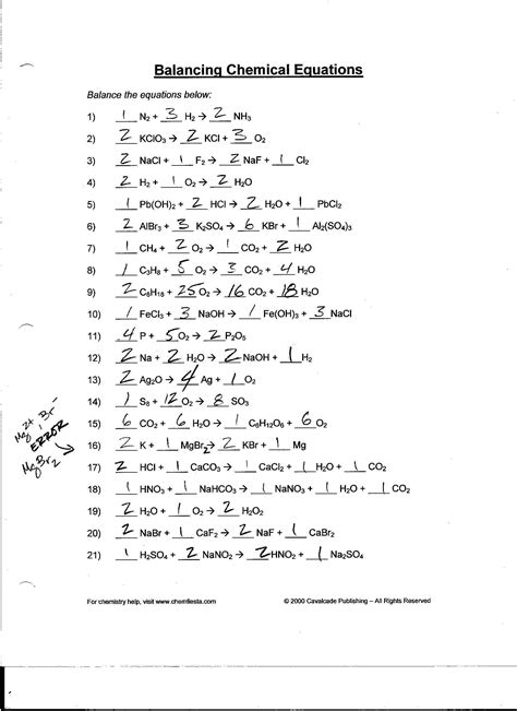 Balancing Equations Chemfiesta Answer Sheet