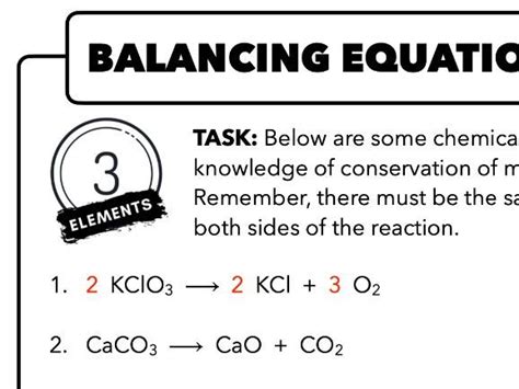 Balancing Equations Differentiated Ks3 Amp Gcse Balancing Equations Worksheet 3 - Balancing Equations Worksheet 3