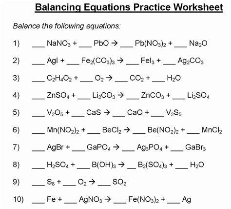 balancing equations practice answers nano3