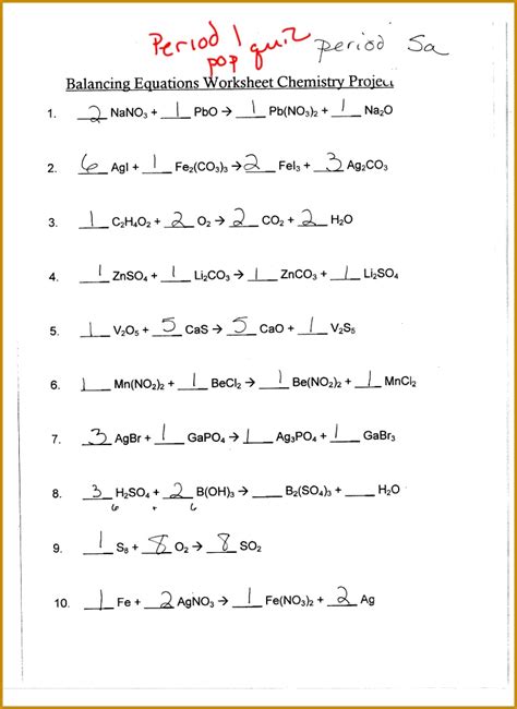 Balancing Equations Practice With Answer Key Studocu Balancing Equations 1 Worksheet Answers - Balancing Equations 1 Worksheet Answers