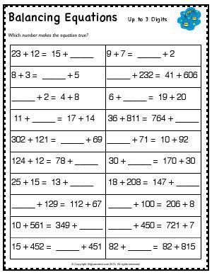 Balancing Equations Worksheet Third Grade 3 Lesson Tutor Balancing Equations Worksheet 3 - Balancing Equations Worksheet 3