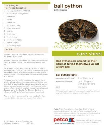 ball python care sheet Petco