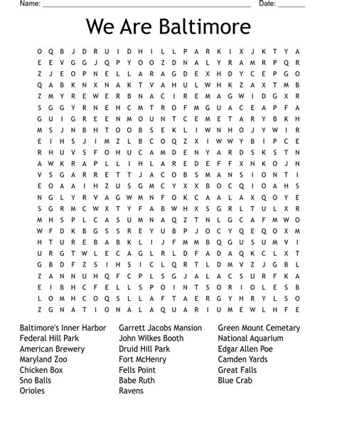 Baltimore Word Search
