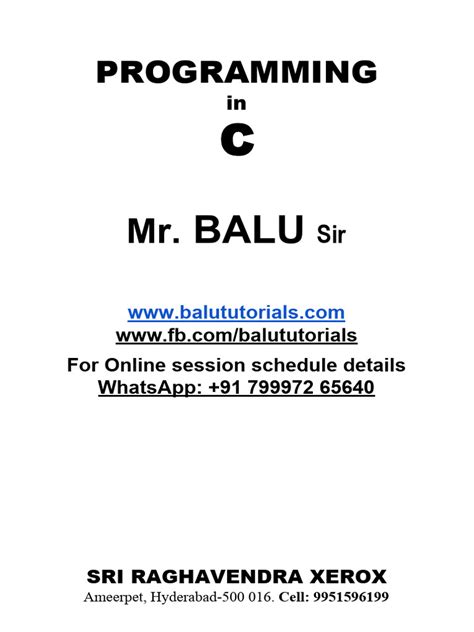 Balu Sir C Notes