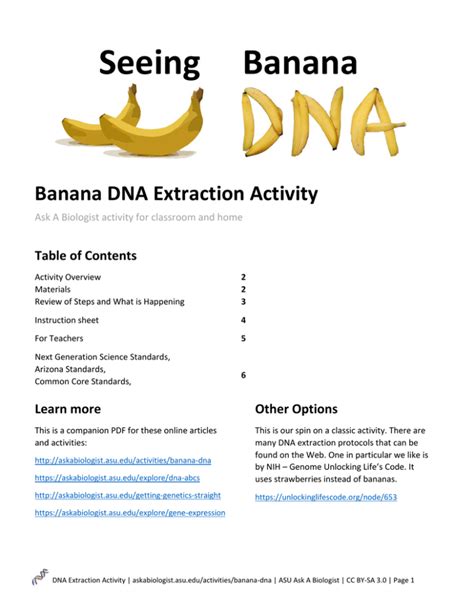 Banana Dna Extraction Ask A Biologist Banana Science Experiment - Banana Science Experiment