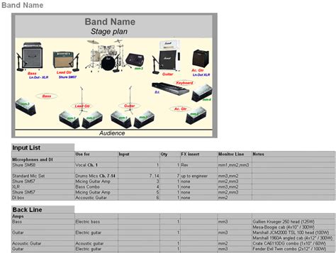 Band Technical Rider Template