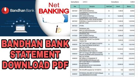 Bandhan Bank Statement