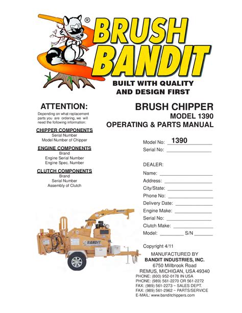 Full Download Bandit Chipper Manual 