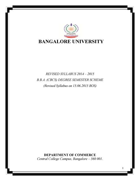 Read Bangalore University B Syllabus New Scheme 