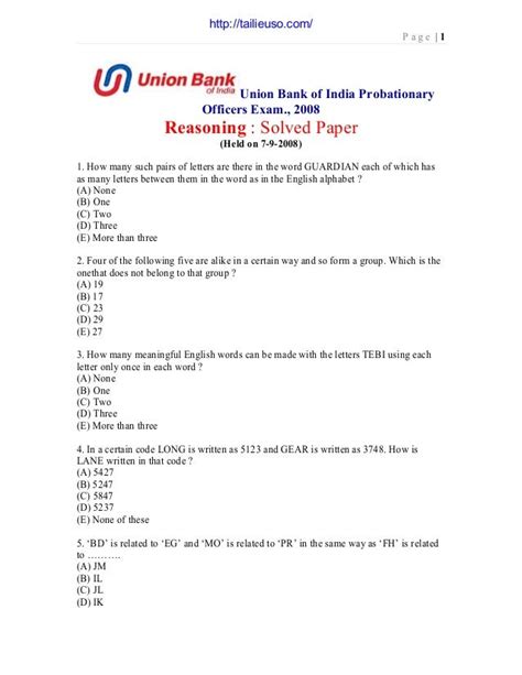 Bank Exam Question Papers Practice Test