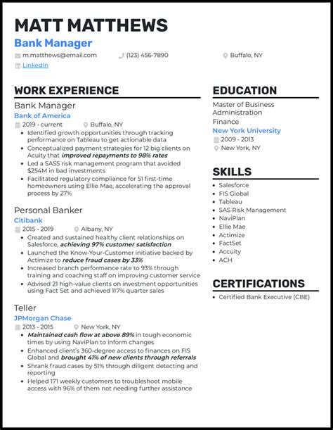 Bank Manager Resume Objective