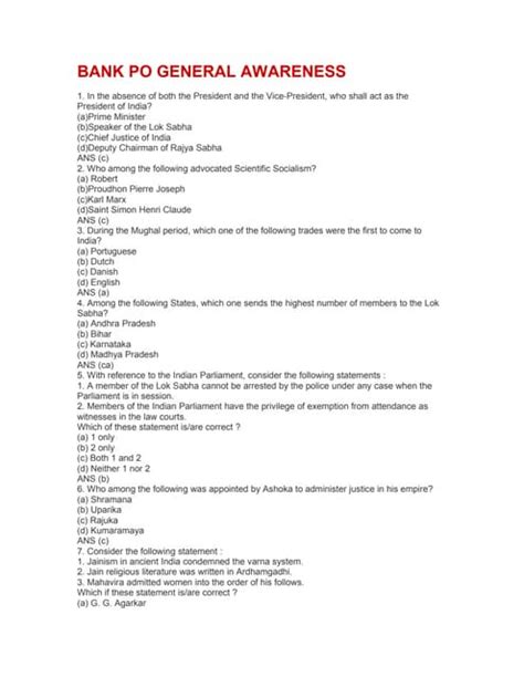 Bank Po General Intelligence Ability Solved Paper