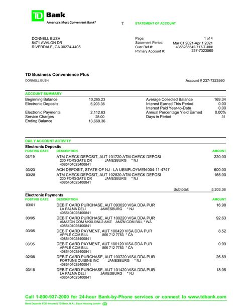 Bank Statement Example