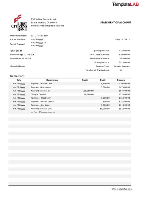 Bank Statement Sample