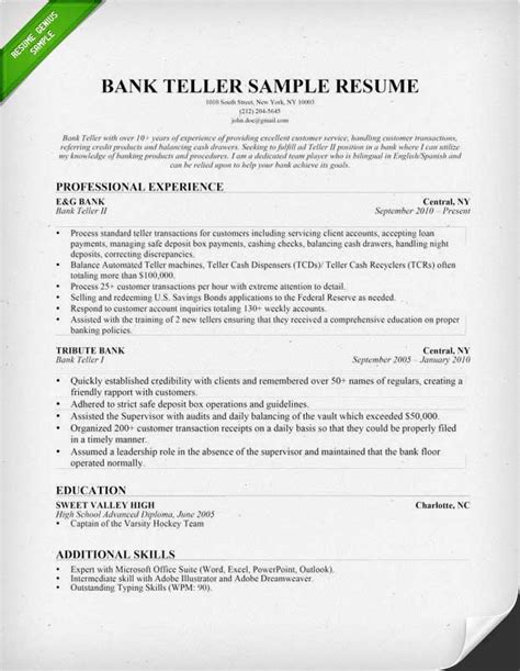 Bank Teller Sample Resume Resume Com Bank Teller Resume Samples - Bank Teller Resume Samples
