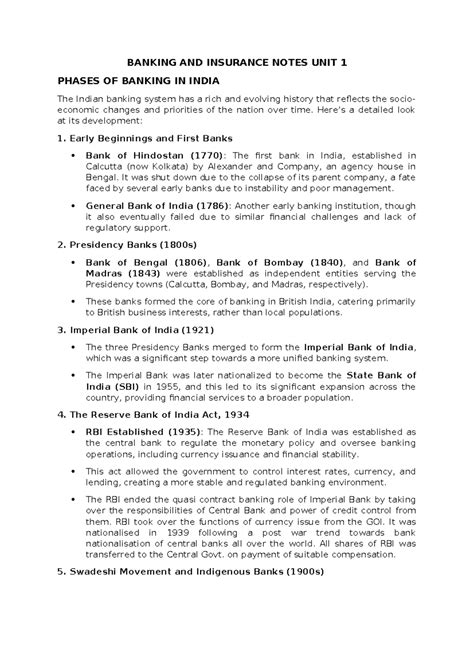 banking and insurance notes
