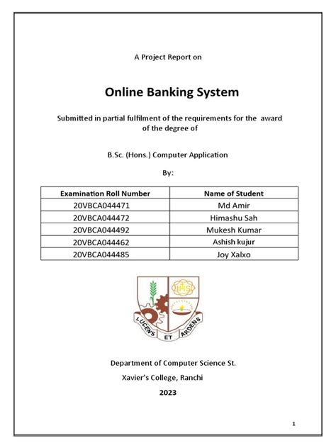 banking system project report