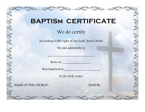 Baptism Certificate Template Fillable