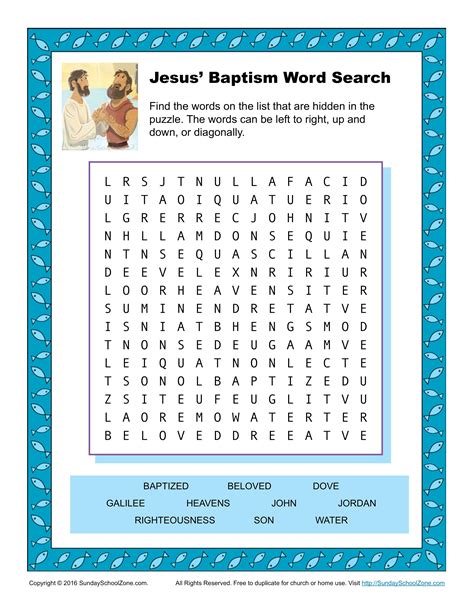 Baptism Word Search Puzzle Baptism Worksheet   Preschool - Baptism Worksheet + Preschool
