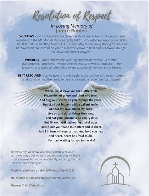 Baptist Church Funeral Resolution Sample