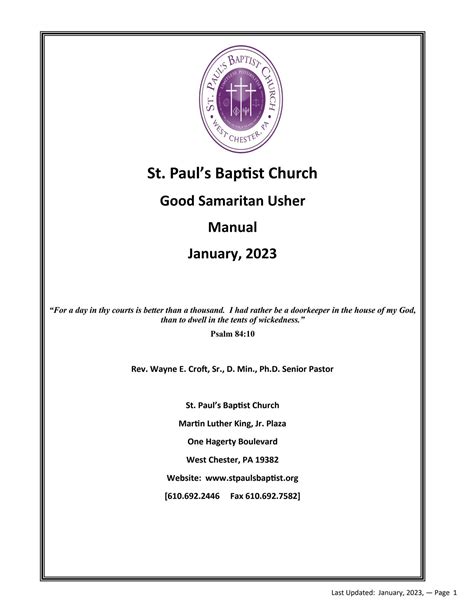 baptist usher manual for a beginner children