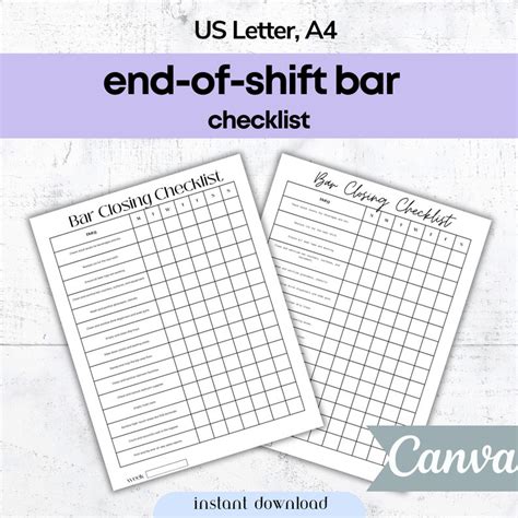 bar cleaning rota template