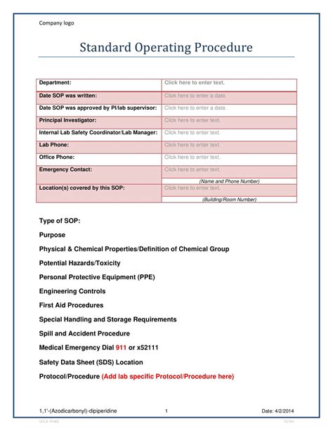 Bar Standard Operating Procedures