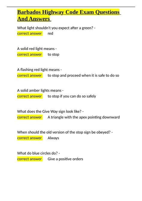 Barbados Highway Code Online