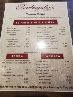 Barbagallo's Menu