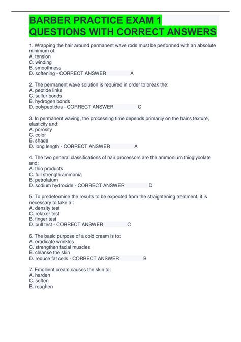 Barber Written Exam Practice Test