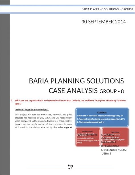 Download Baria Planning Solutions Case Analysis 