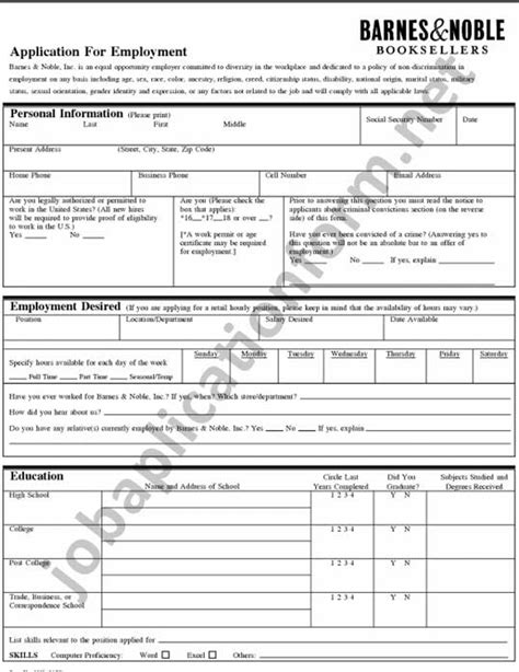 Barnes And Noble Work Application