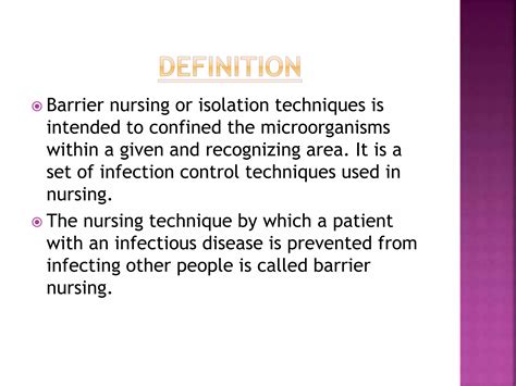 Barrier Nursing Definition