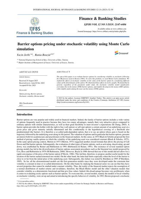 Read Barrier Option Pricing Under Sabr Model Using Monte Carlo 