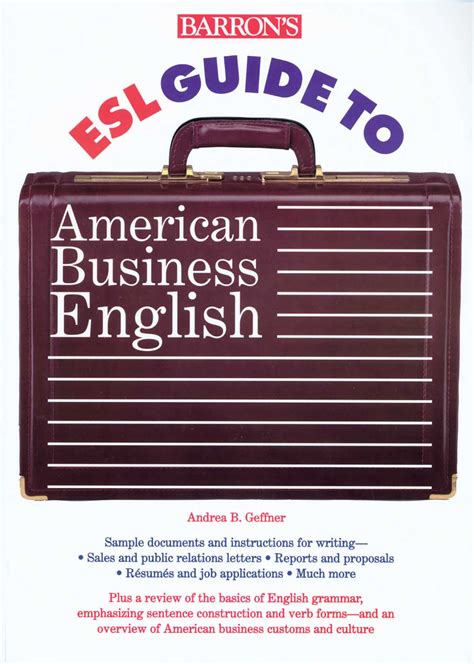 Read Online Barrons Esl Guide To American Business English By Andrea B Geffner 