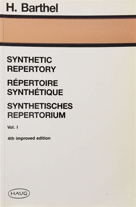 Read Online Barthel Klunker Synthetic Repertory 3 Vol 
