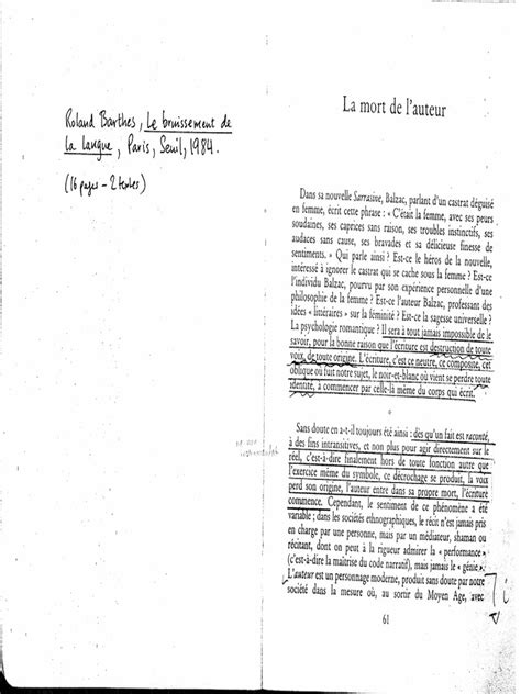 Barthes La Mort De L Auteur