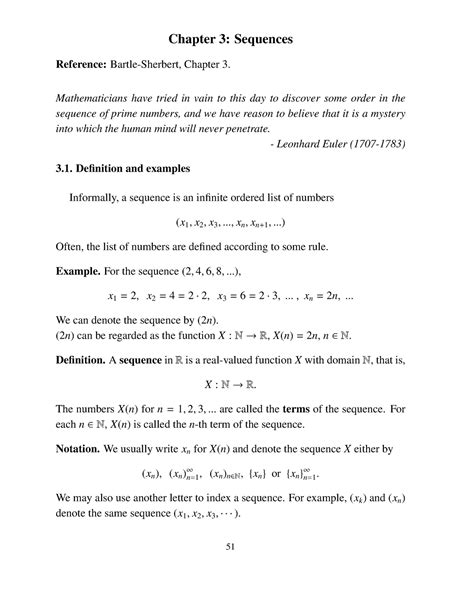 Bartle And Sherbert Sequence Solution