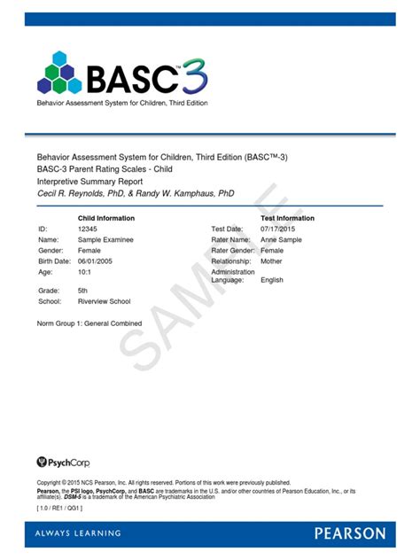 Basc Scoring Manual